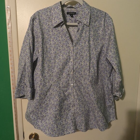Lands End 3/4 sleeve no-iron floral blouse size 18 - Picture 1 of 6